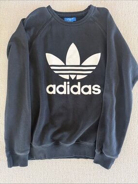 adidas Black Crewneck Sweatshirt with White Trefoil Logo